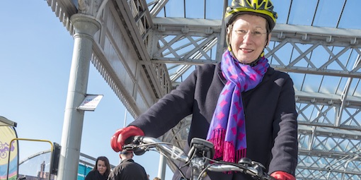 Professor Debra Humphris gave the new 'e-bikes' a trial run